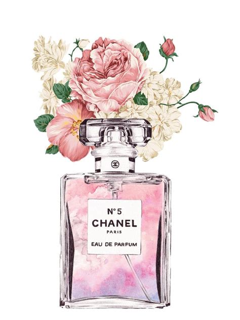 chanel bottle with flowers|Chanel bottle drawing.